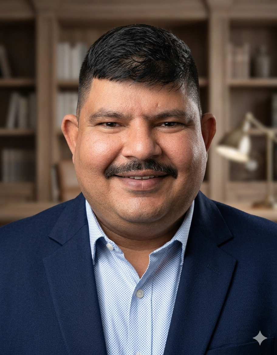 Sabeer Kauppattil in a blue jacket